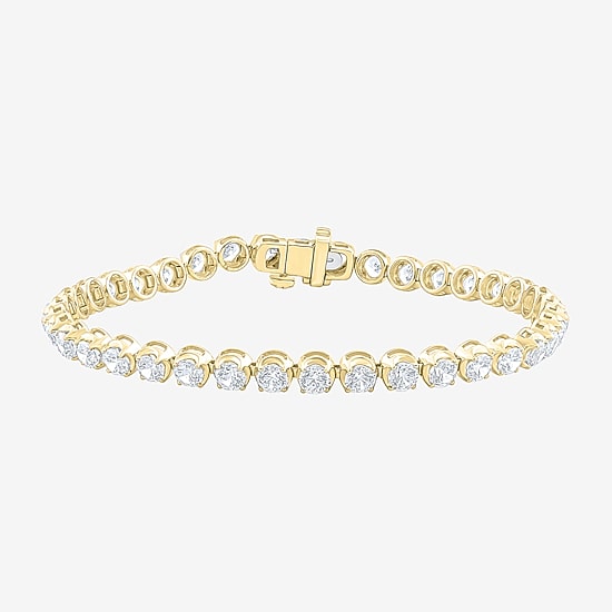 (F / Vs2) Womens 6 CT. T.W. Lab Grown White Diamond 10K Gold 8 Inch Tennis Bracelet
