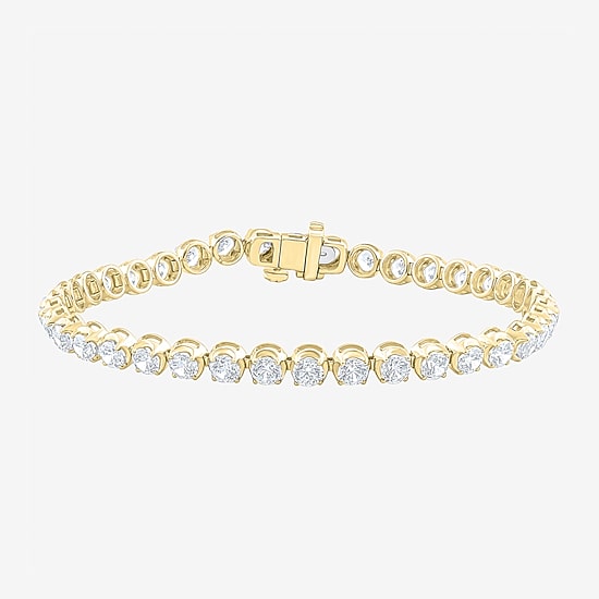 (F / Vs2) Womens 6 CT. T.W. Lab Grown White Diamond 10K Gold 6 1/2 Inch Tennis Bracelet