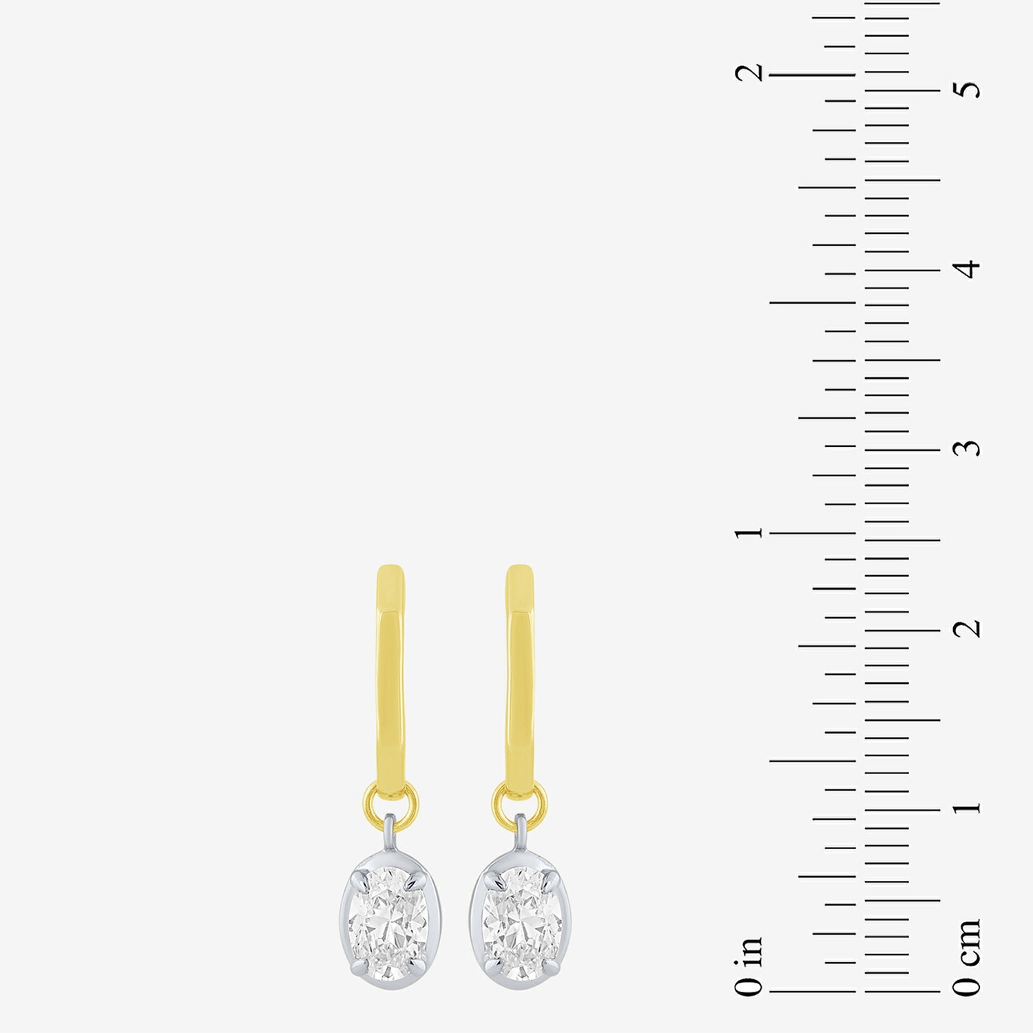 (F / Vs2) Womens 1 CT. T.W. Lab Grown White Diamond 10K Two Tone Gold 23.6mm Oval Hoop Earrings
