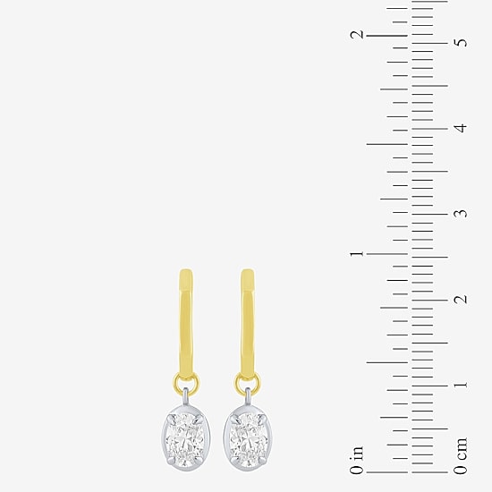 (F / Vs2) Womens 1 CT. T.W. Lab Grown White Diamond 10K Two Tone Gold 23.6mm Oval Hoop Earrings