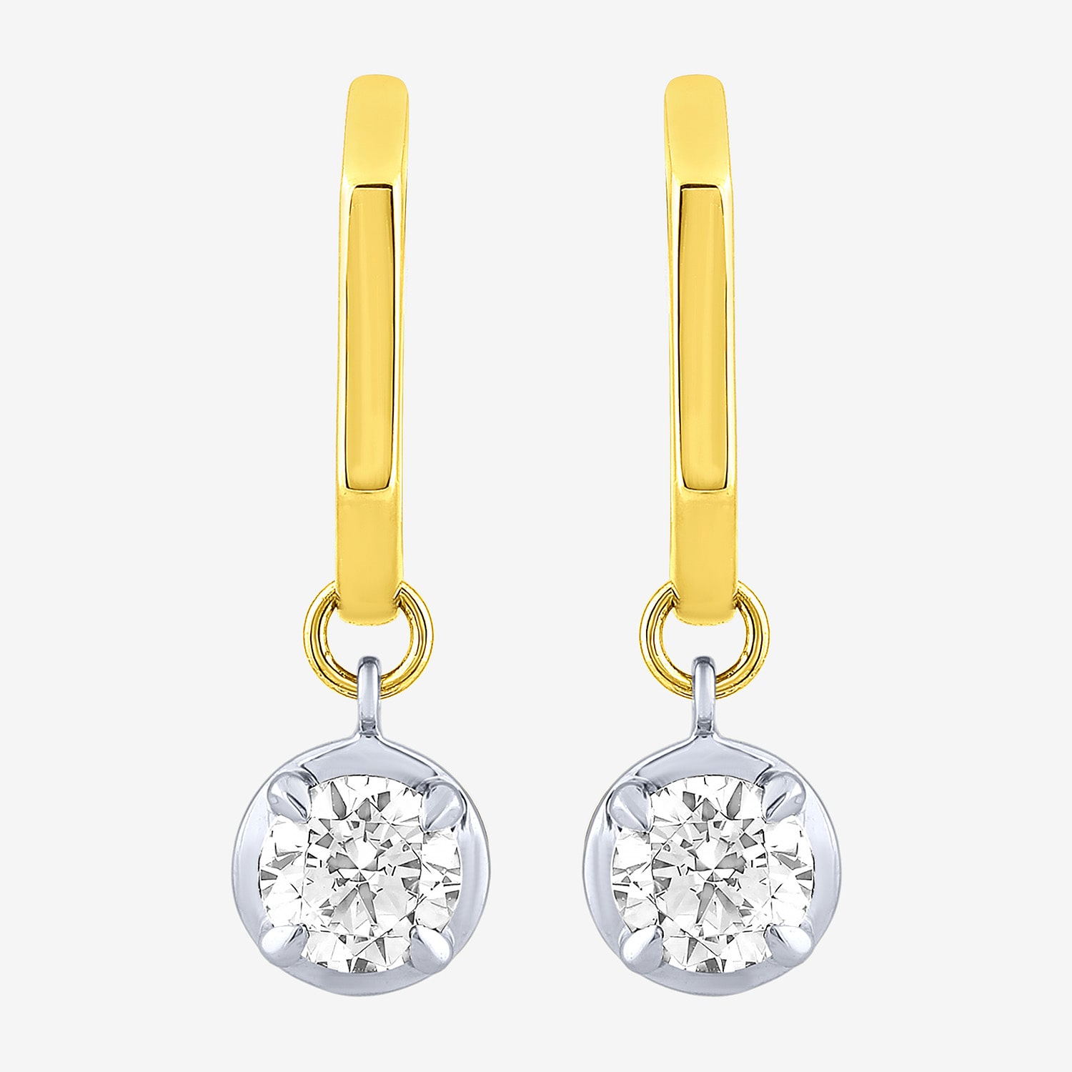 (F / Vs2) Womens 1 CT. T.W. Lab Grown White Diamond 10K Two Tone Gold 22.7mm Round Hoop Earrings