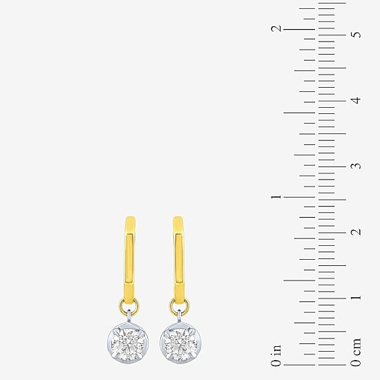 (F / Vs2) Womens 1 CT. T.W. Lab Grown White Diamond 10K Two Tone Gold 22.7mm Round Hoop Earrings