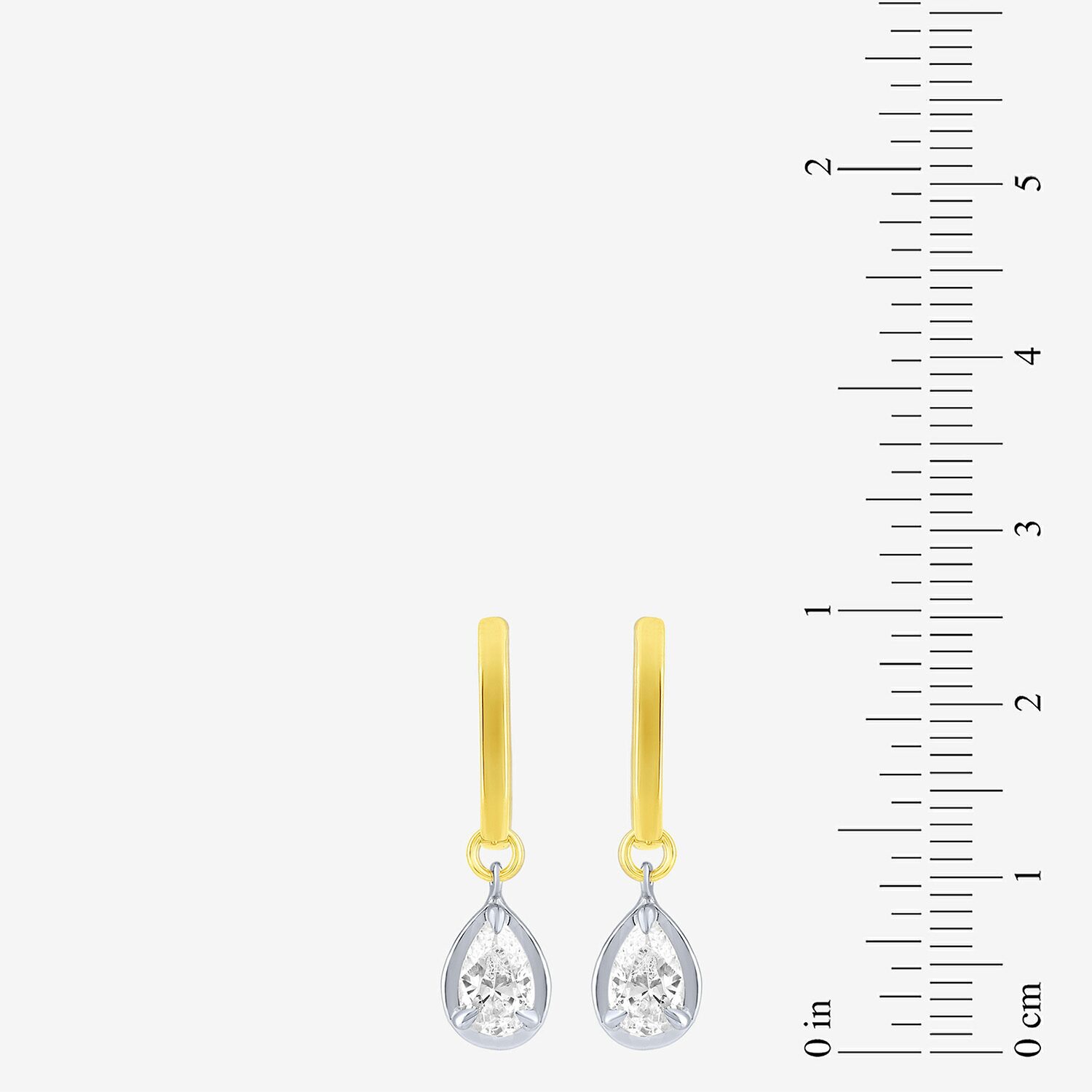 (F / Vs2) Womens 1 CT. T.W. Lab Grown White Diamond 10K Two Tone Gold 25mm Pear Hoop Earrings