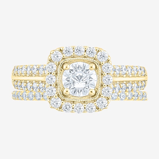 F /Vs2) 3PC His and Hers Trio Wedding Set Featuring 1 1/2 CT. T.W.