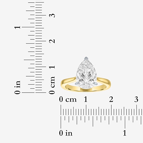 (G / Si1-Si2) Womens 3 CT. T.W. Lab Grown White Diamond Sterling Silver Pear Engagement Ring