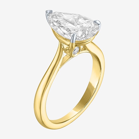 (G / Si1-Si2) Womens 3 CT. T.W. Lab Grown White Diamond Sterling Silver Pear Engagement Ring