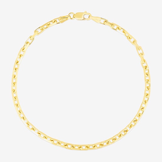 Mens 14K Gold 7.25 Inch Solid Link Chain Bracelet