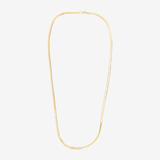 Womens 14K Gold 16 Inch Herringbone Chain Necklace