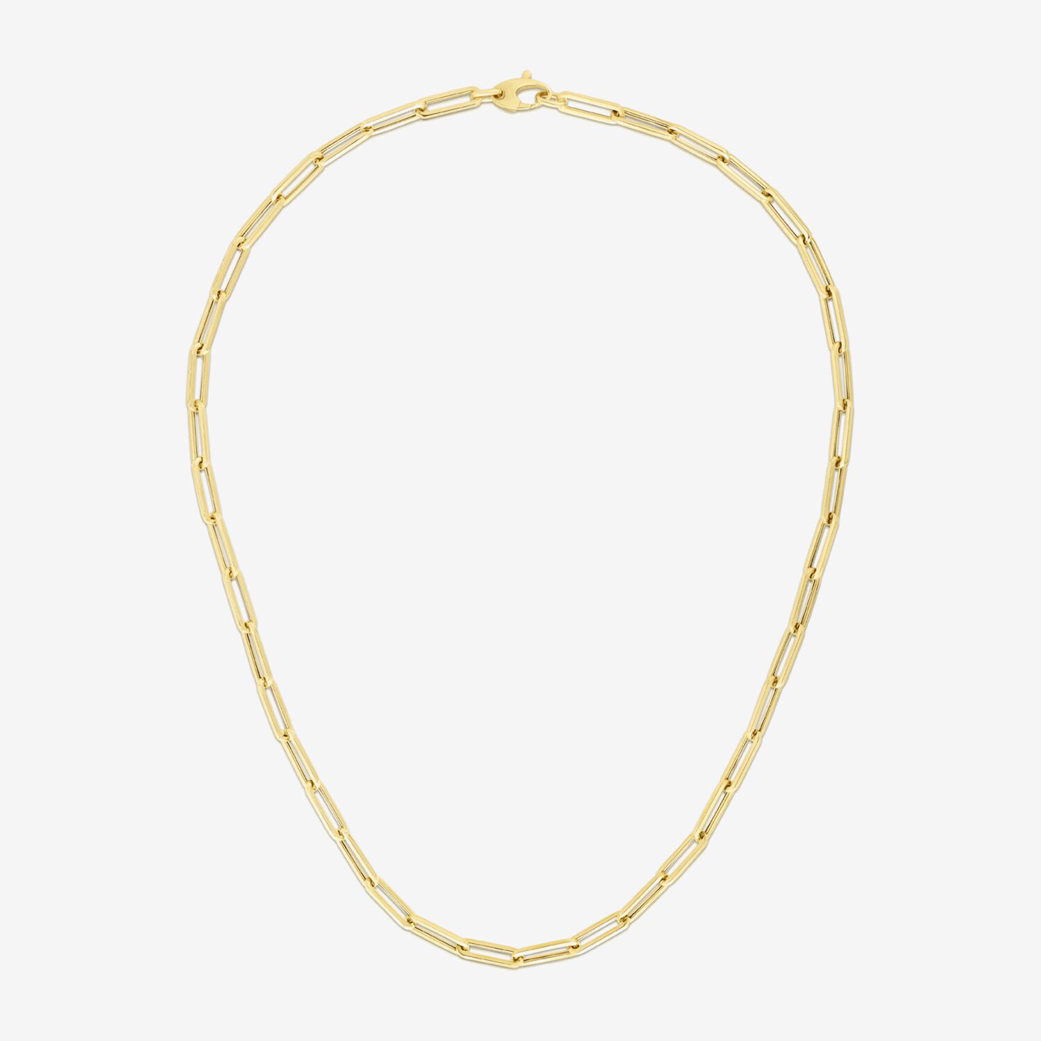 Unisex Adult 14K Gold 18 Inch Paperclip Chain Necklace