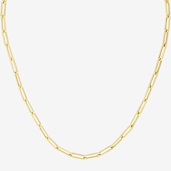 Unisex Adult 14K Gold 18 Inch Paperclip Chain Necklace