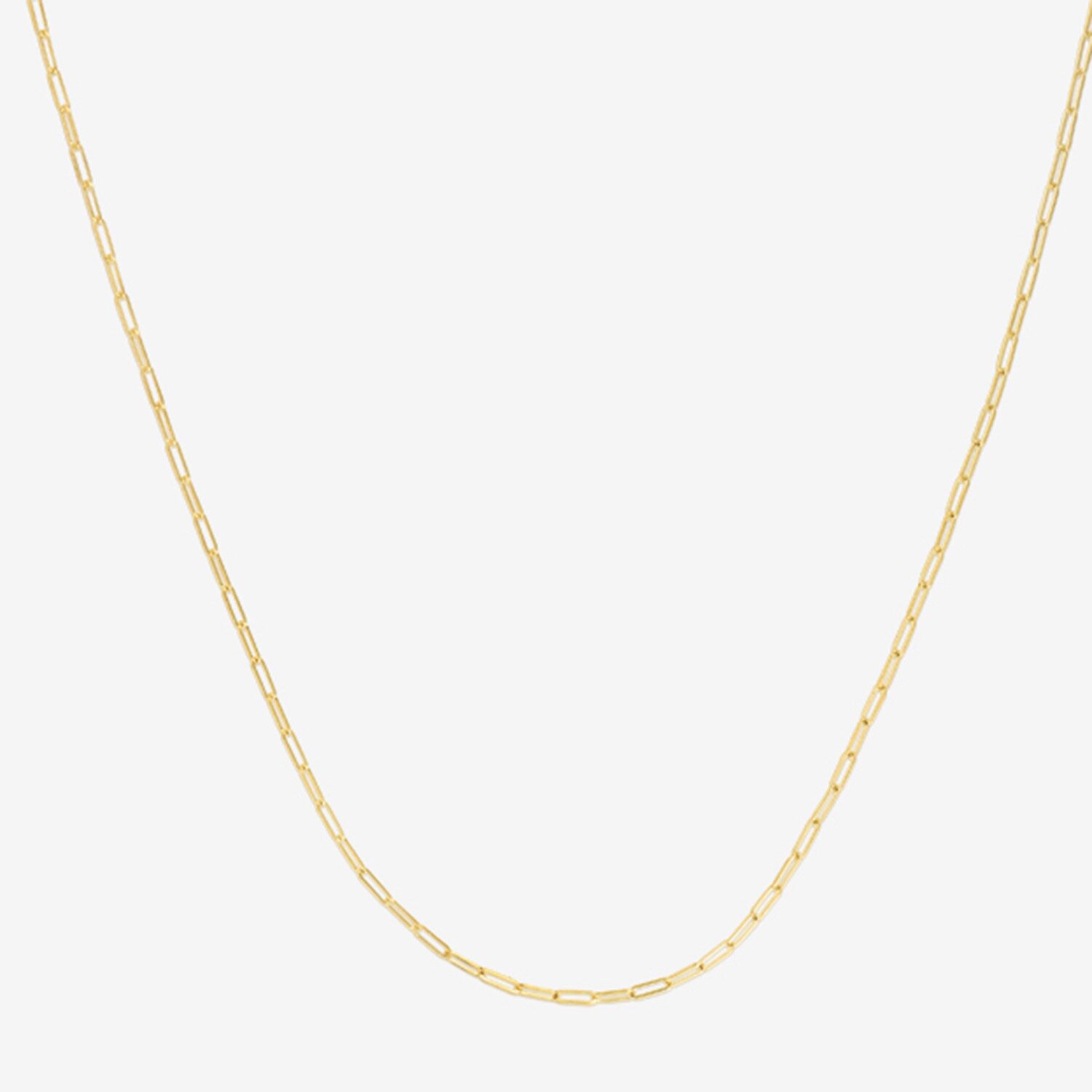 Womens 14K Gold Inch Paperclip Chain Necklace