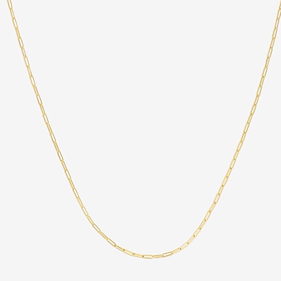 Womens 14K Gold 16 Inch Paperclip Chain Necklace
