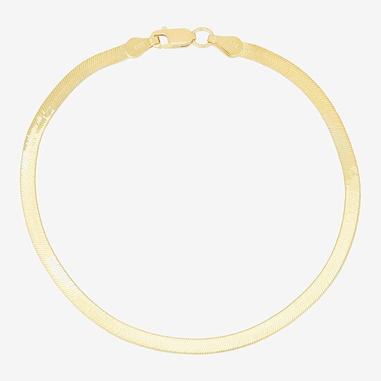 Unisex Adult 14K Gold 8 Inch Semisolid Herringbone Chain Bracelet