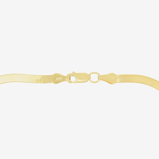 Unisex Adult 14K Gold 8 Inch Semisolid Herringbone Chain Bracelet