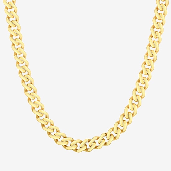 Mens 14K Gold 8 Inch Semisolid Cuban Chain Bracelet