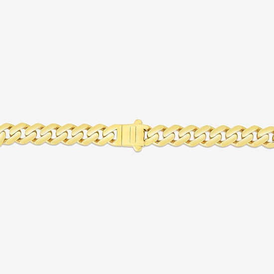 Mens 14K Gold 8 Inch Semisolid Cuban Chain Bracelet