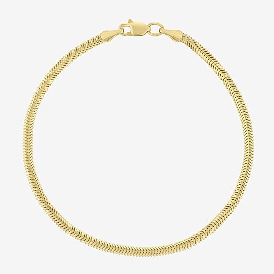 Unisex Adult 14K Gold 7 Inch Semisolid Snake Chain Bracelet