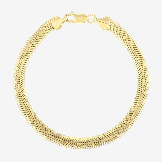 Unisex Adult 14K Gold 7 Inch Semisolid Snake Chain Bracelet
