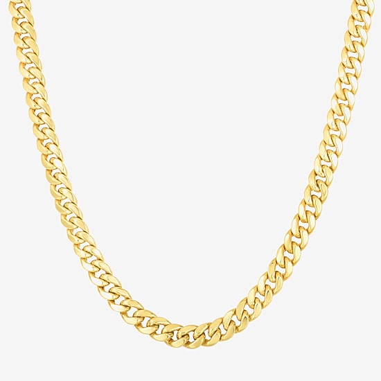 Mens 14K Gold 8 1/2 Inch Hollow Cuban Chain Bracelet