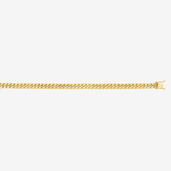 Mens 14K Gold 8 1/2 Inch Hollow Cuban Chain Bracelet
