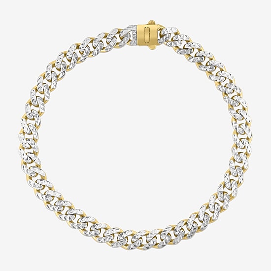 Mens 14K Gold 8 1/4 Inch Semisolid Cuban Chain Bracelet