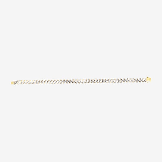 Mens 14K Gold 8 1/4 Inch Semisolid Cuban Chain Bracelet