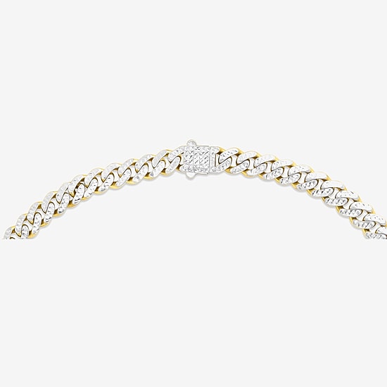 Mens 14K Gold 8 1/4 Inch Semisolid Cuban Chain Bracelet