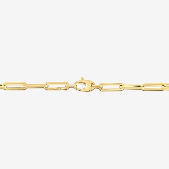 Womens 14K Gold 7.5 Inch Semisolid Paperclip Chain Bracelet