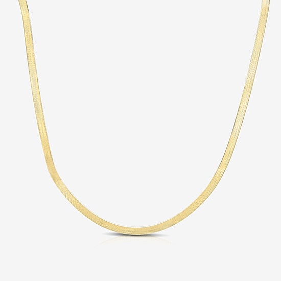 Unisex Adult 14K Gold 18 Inch Herringbone Chain Necklace