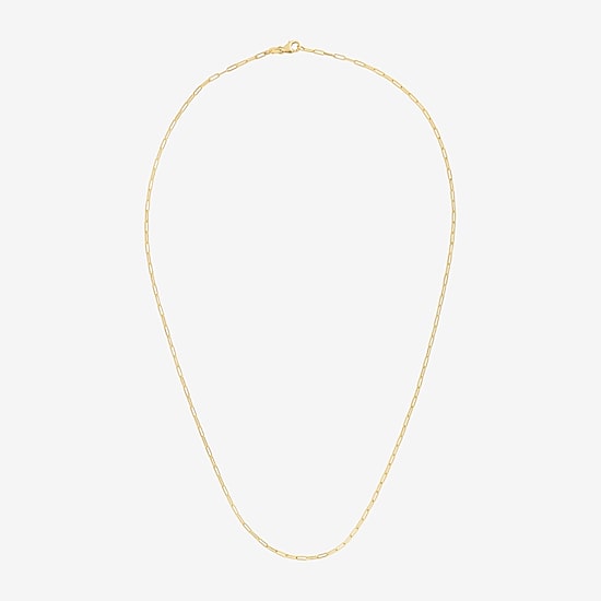 Unisex Adult 14K Gold 20 Inch Paperclip Chain Necklace