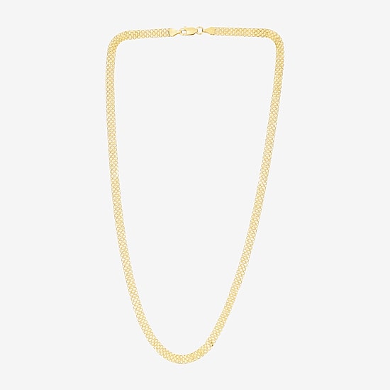 Womens 14K Gold 18 Inch Braid Chain Necklace