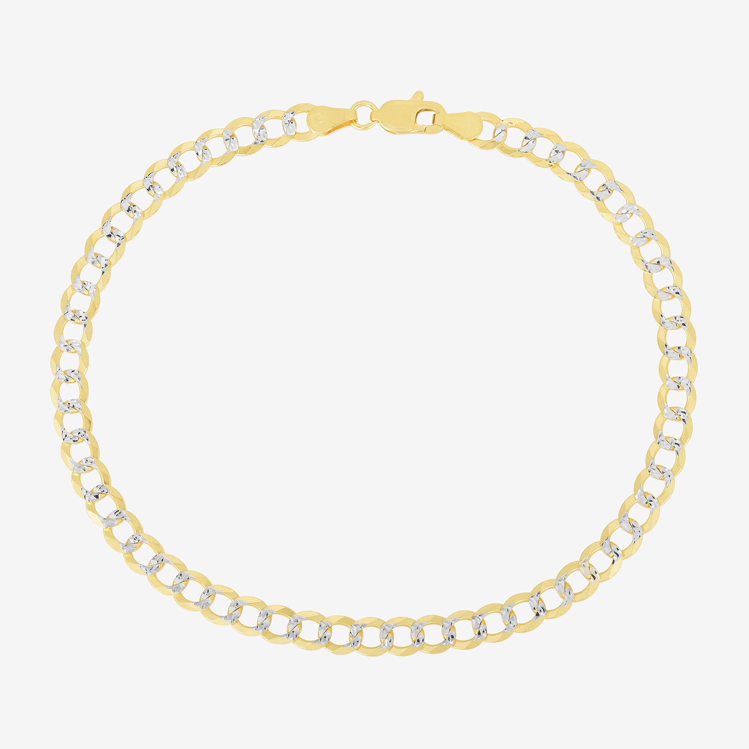 Mens 14K Gold 8 1/2 Inch Solid Curb Chain Bracelet