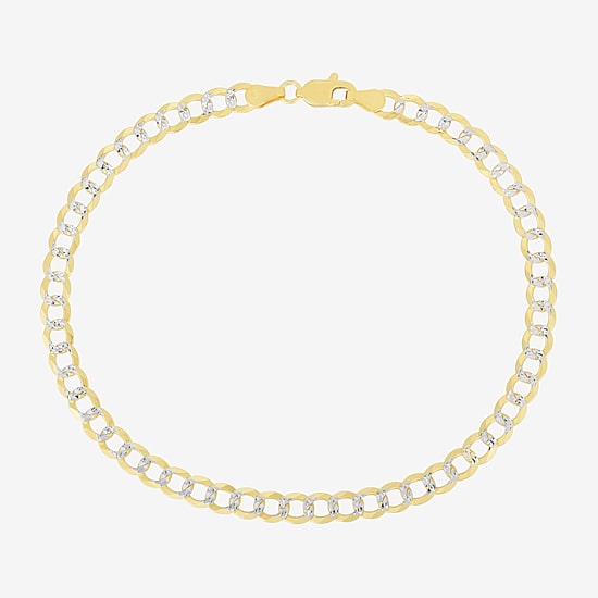 Mens 14K Gold 8 1/2 Inch Solid Curb Chain Bracelet