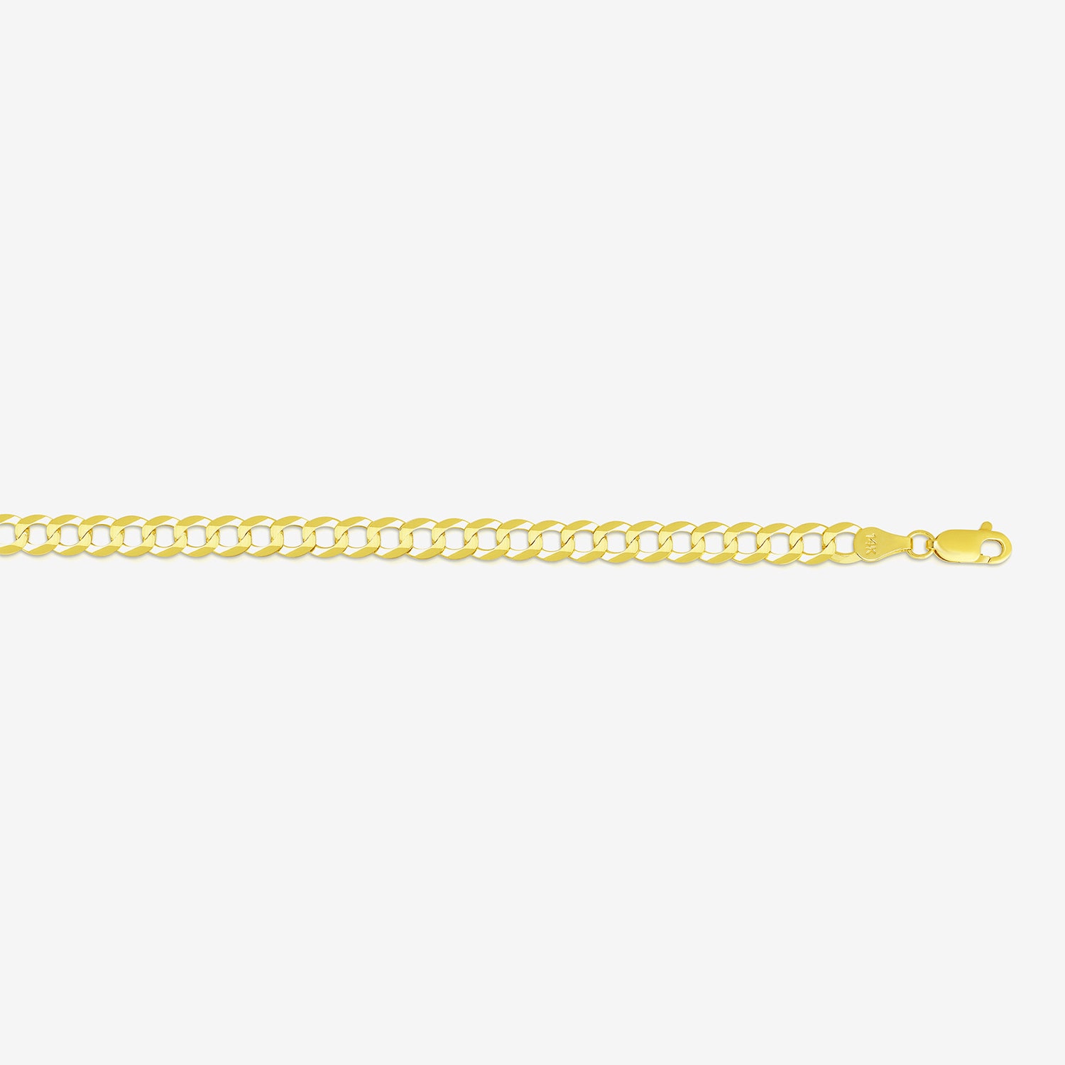 Mens 14K Gold 8 1/2 Inch Solid Curb Chain Bracelet