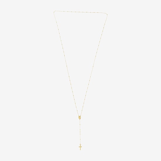 Religious Jewelry Cross Unisex Adult 14K Gold 26 Inch Rosary Necklace