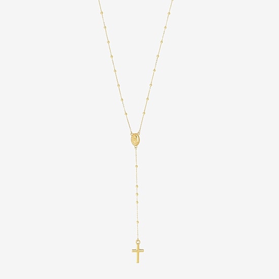 Religious Jewelry Cross Unisex Adult 14K Gold 26 Inch Rosary Necklace