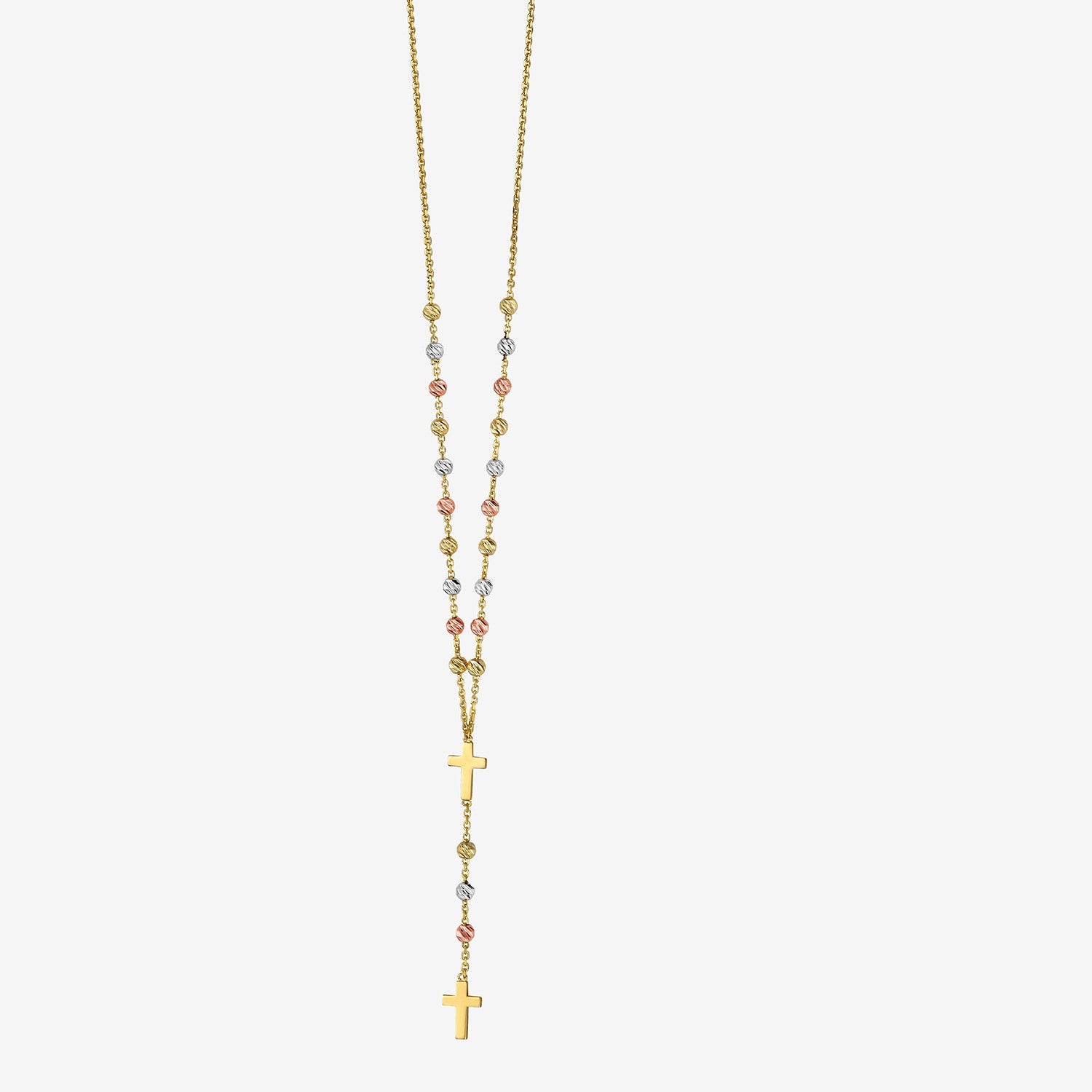 Religious Jewelry Cross Womens 14K Gold 17 Inch Rosary Necklace