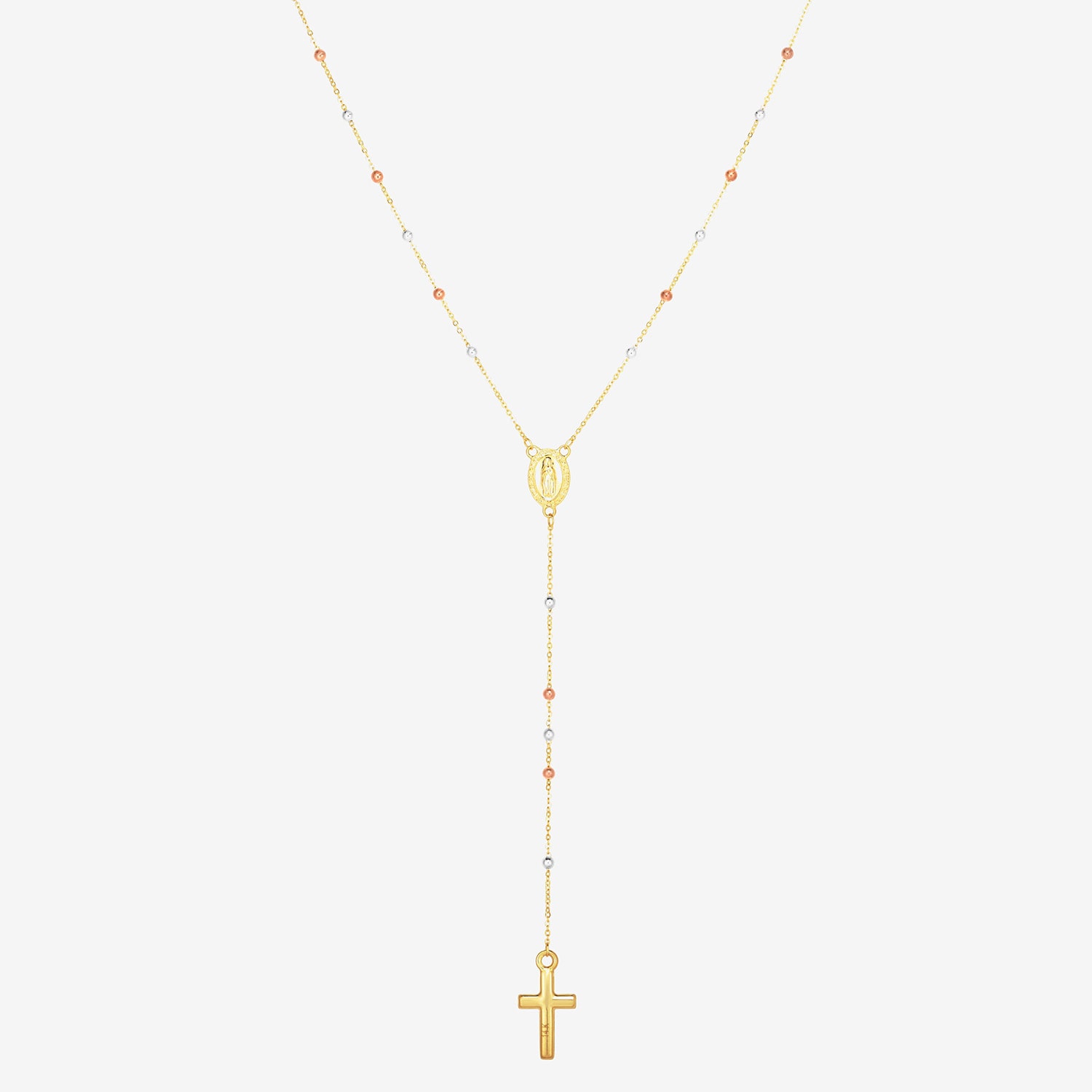 Religious Jewelry Cross Unisex Adult 14K Gold 26 Inch Rosary Necklace