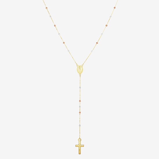 Religious Jewelry Cross Unisex Adult 14K Gold 26 Inch Rosary Necklace