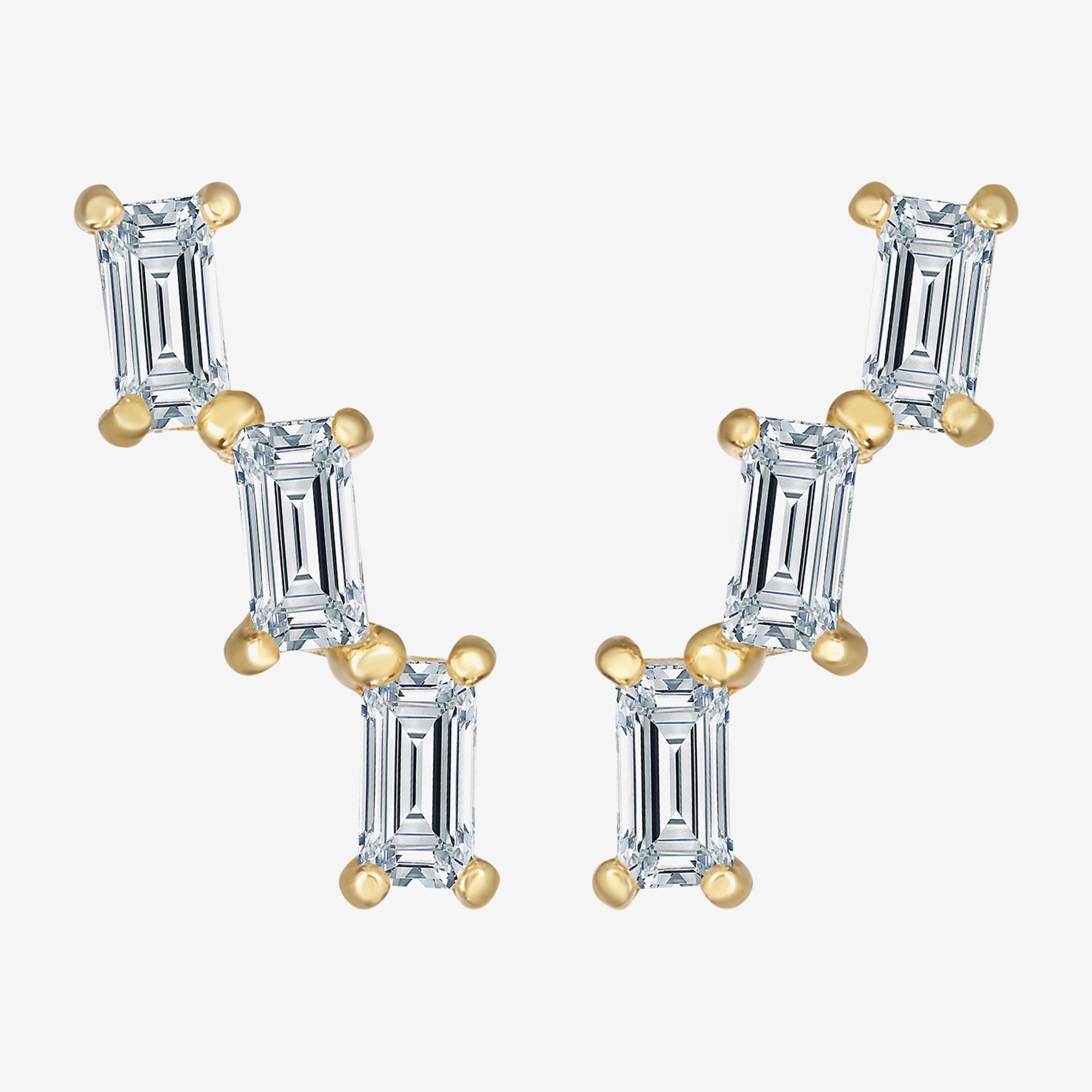 Gold Addiction Cubic Zirconia 14K Gold 12.5mm Rectangular Stud Earrings