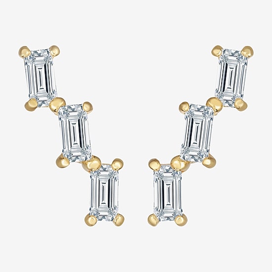 Gold Addiction Cubic Zirconia 14K Gold 12.5mm Rectangular Stud Earrings