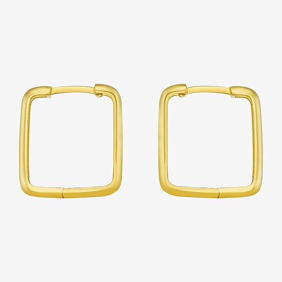 Gold Addiction Womens 14K Gold 14.2mm Square Hoop Earrings