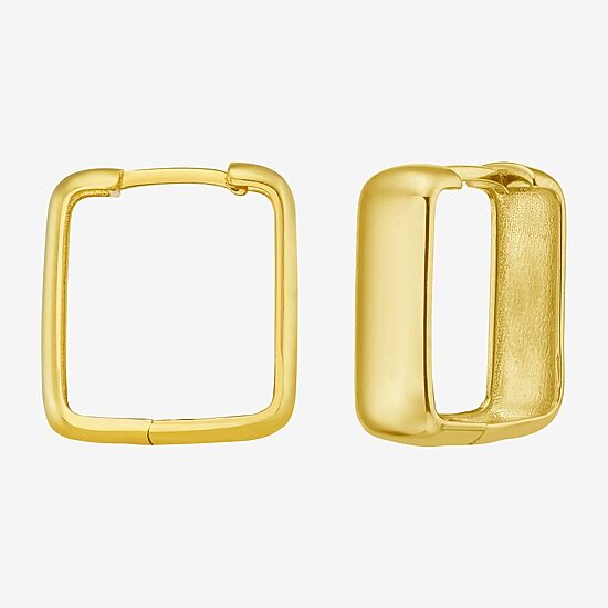 Gold Addiction Womens 14K Gold 14.2mm Square Hoop Earrings
