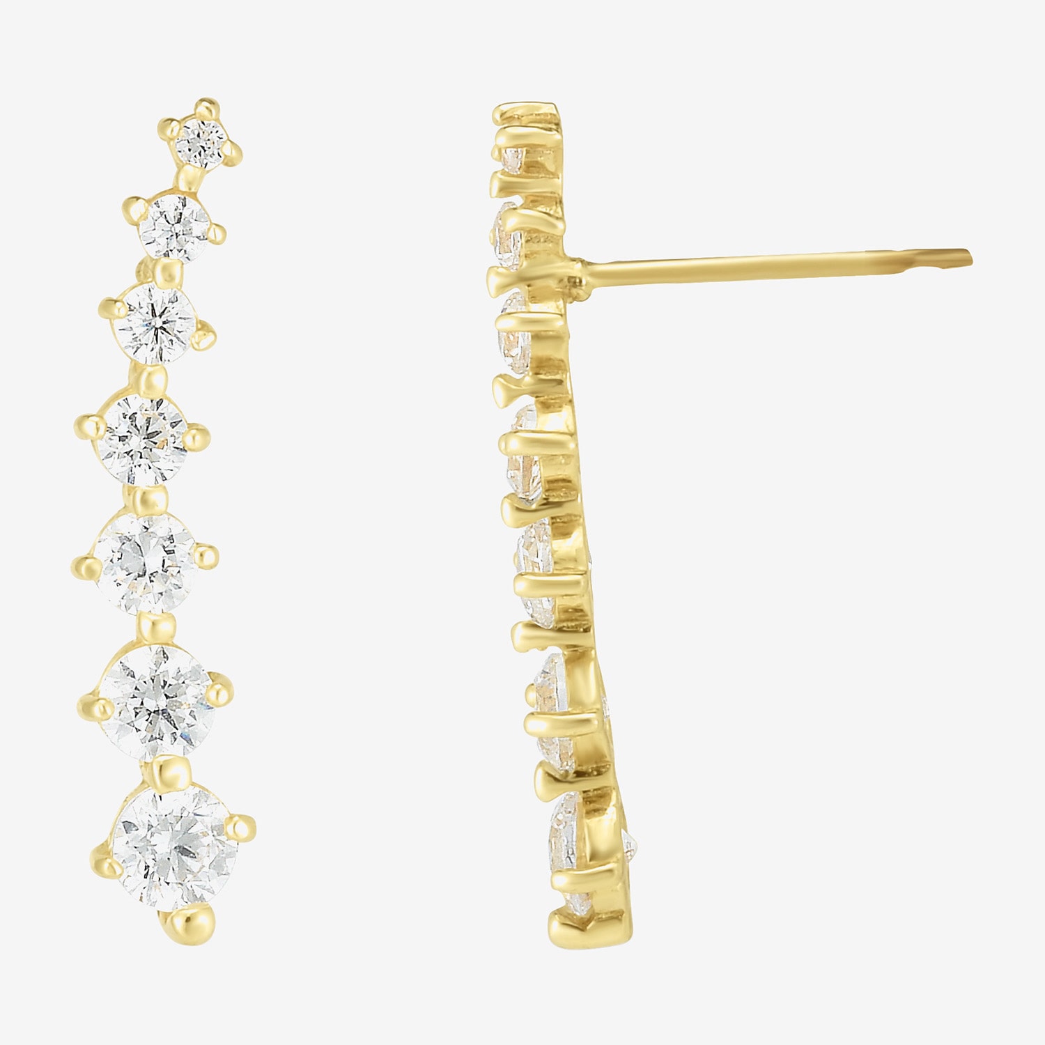 Gold Addiction Cubic Zirconia 14K Gold 18.4mm Round Stud Earrings