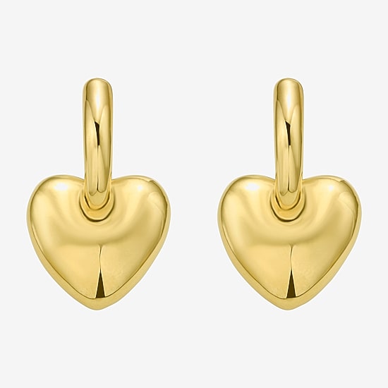 Womens 14K Gold 32.4mm Heart Hoop Earrings