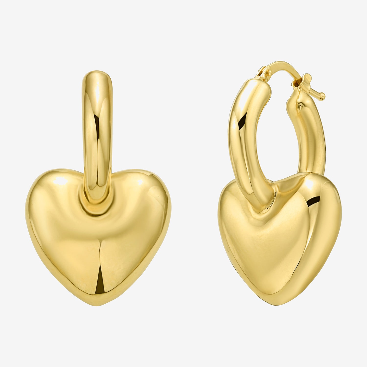 Womens 14K Gold 32.4mm Heart Hoop Earrings
