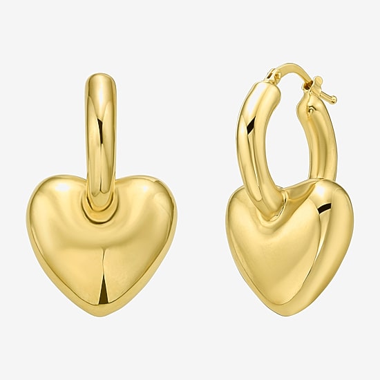 Womens 14K Gold 32.4mm Heart Hoop Earrings