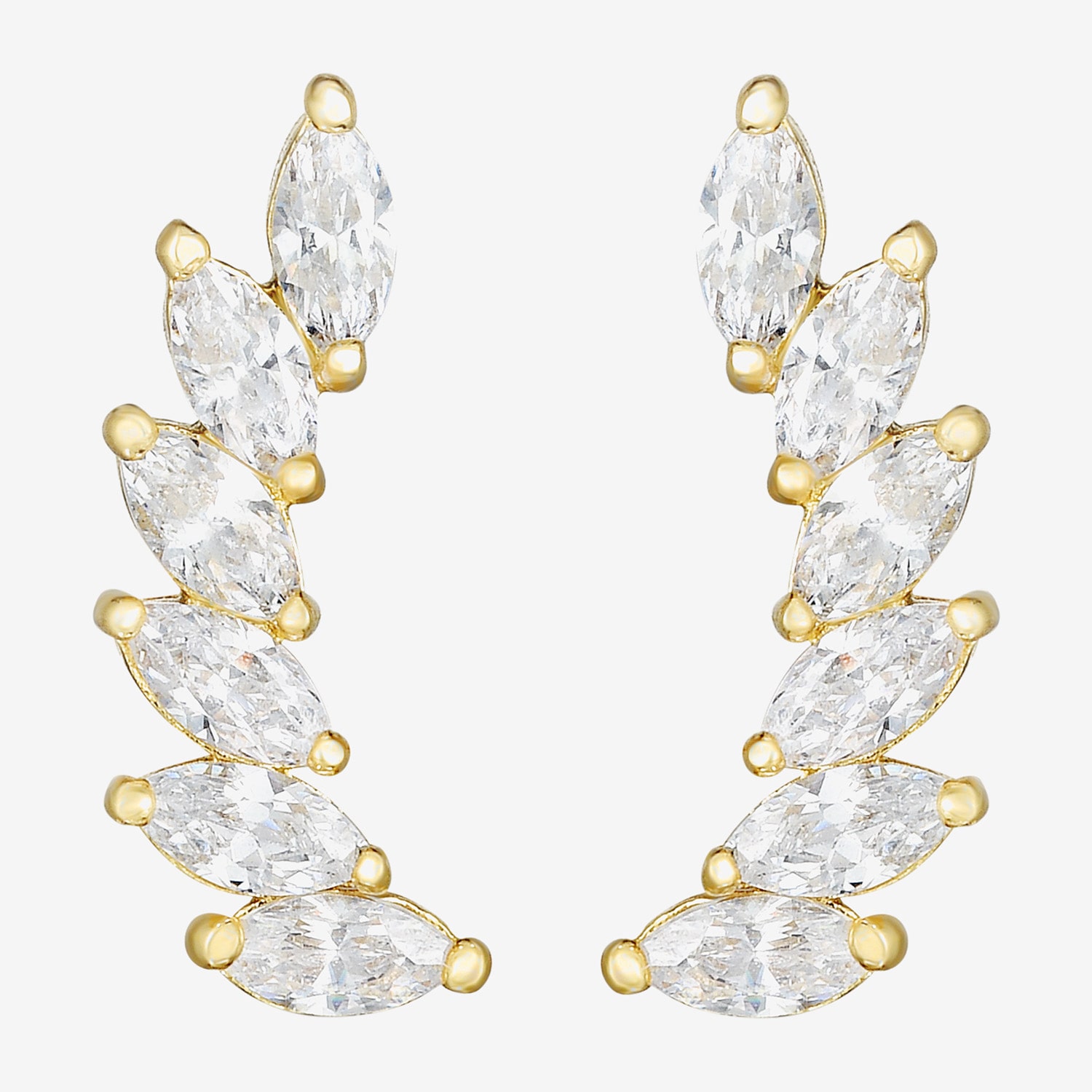 Gold Addiction Cubic Zirconia 14K Gold 14.9mm Marquise Stud Earrings