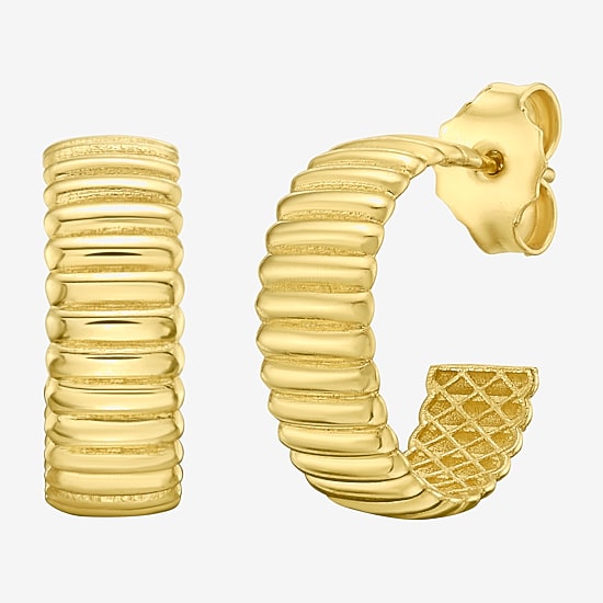 Gold Addiction Womens 14K Gold 15.2mm Hoop Earrings