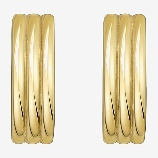 Womens 14K Gold 18mm Oval Hoop Earrings